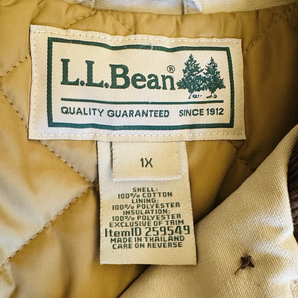 Vtg LL Bean Barn Jacket Womens 1X Tan Chore Field Quilt Lined Coat Thinsulate - Picture 9 of 13
